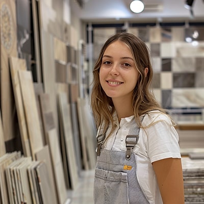 fliesenlegerin-min Lächelnde Fliesenlegerin