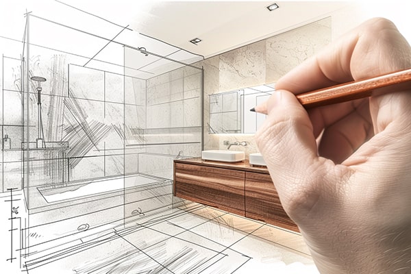 individuelle-badgestaltung-min handgezeichnete Badskizze für Sanierung